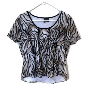 Leopard Print Y2K Laced Babydoll Top Blouse Size XL Serenade